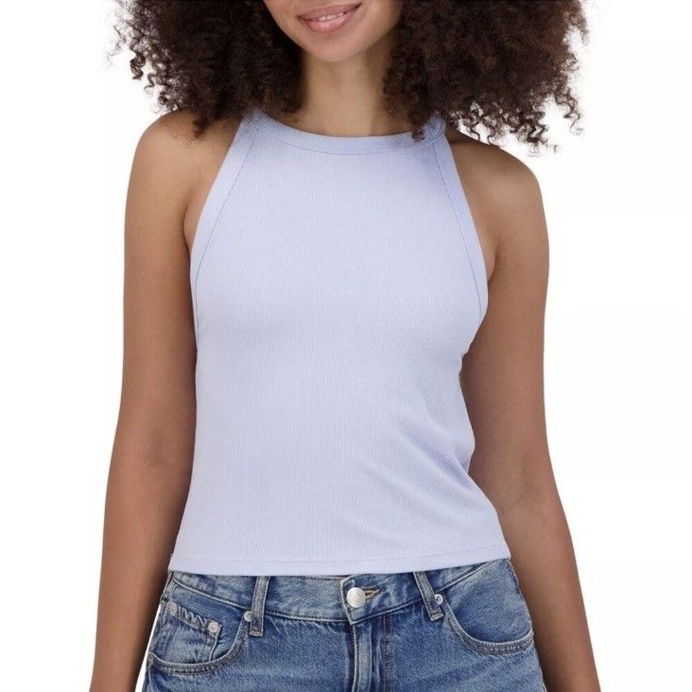 Aeropostale Women's Soft Wear 2-Ways Cropped Tank Top Size M Reversible Blue